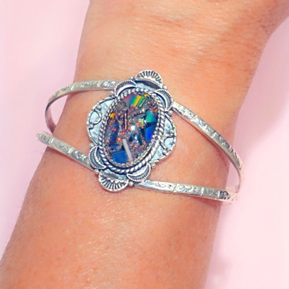 Galaxy Opal Sterling Bracelet Cuff